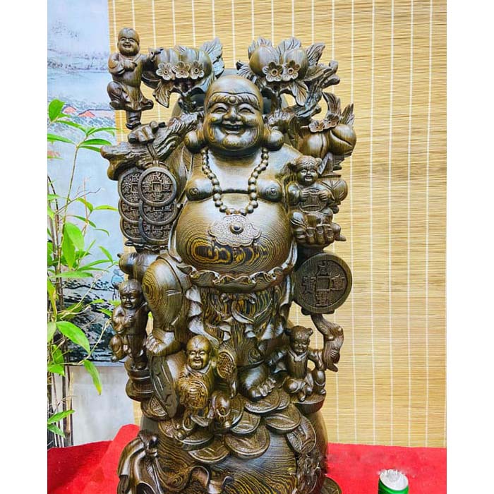 Tượng Di Lặc Gỗ Mun Đẹp Cao 1m