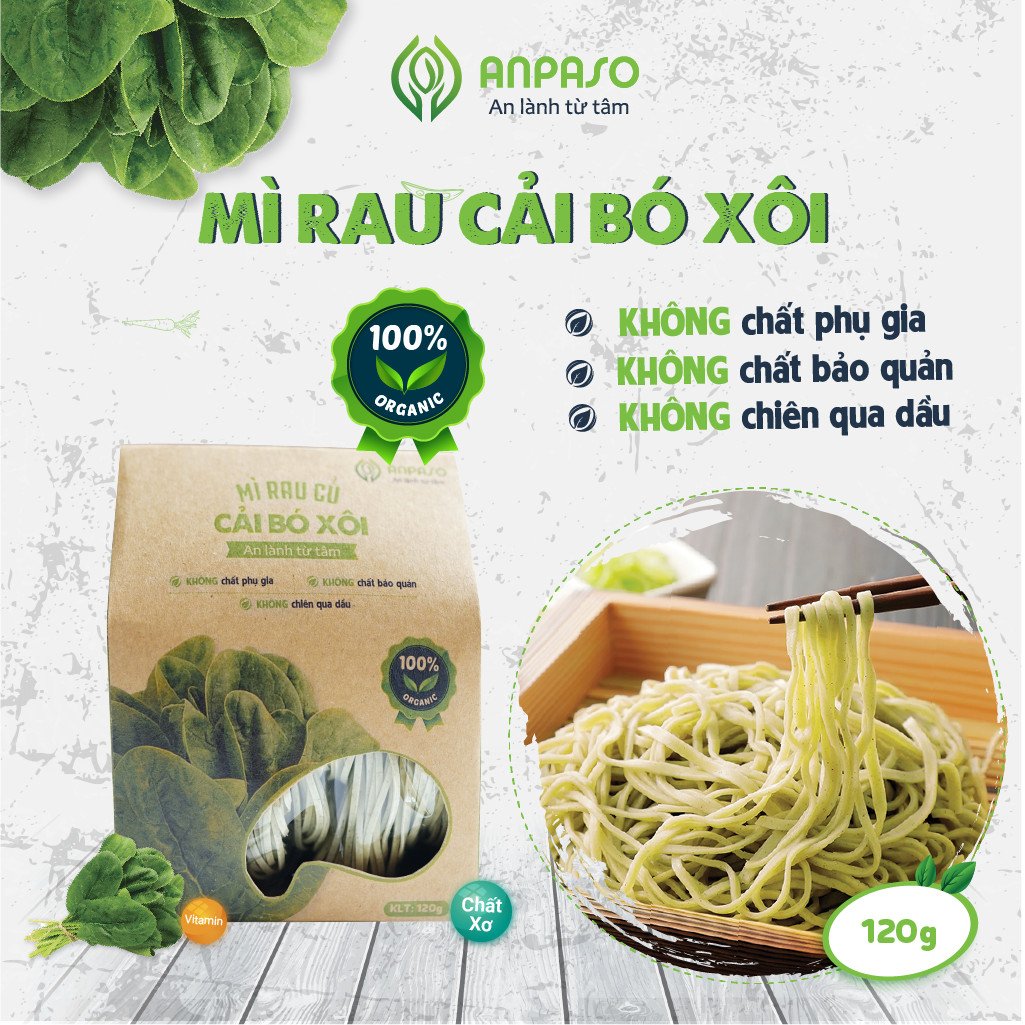 Mì Rau Cải Bó Xôi Organic 120g