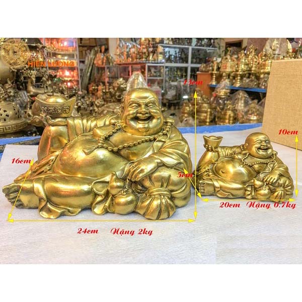 Tượng Di Lặc Nằm Ngả Cầm Thỏi Vàng