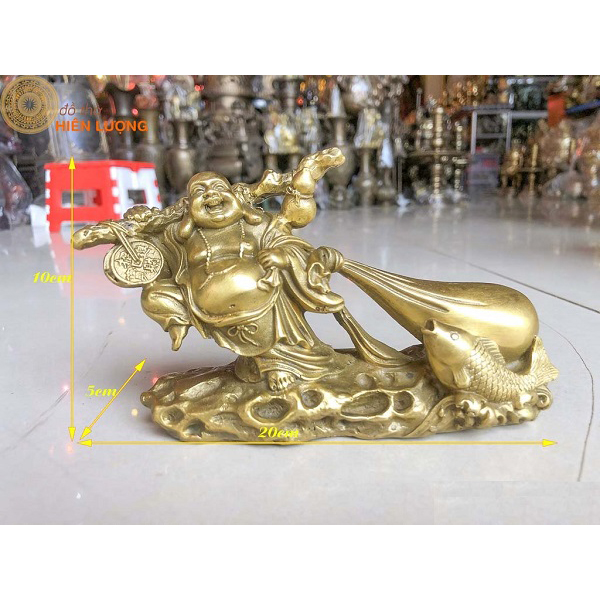 Tượng Di Lặc Kéo Bao Tiền Cá Chép