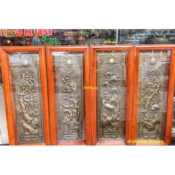 Tranh Tứ Quý Xuân-Hạ-Thu-Đông Giả Cổ