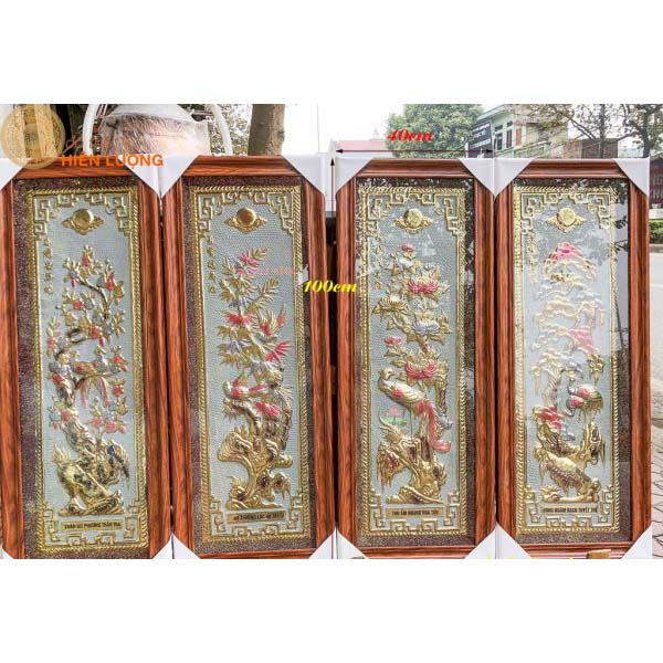 Tranh Quạt Phong Cảnh Đồng Quê Bằng Đồng