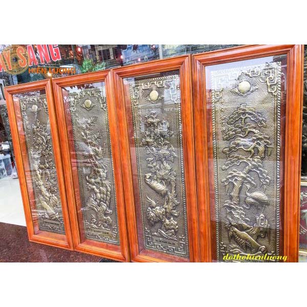 Tranh Tứ Quý Xuân-Hạ-Thu-Đông Giả Cổ