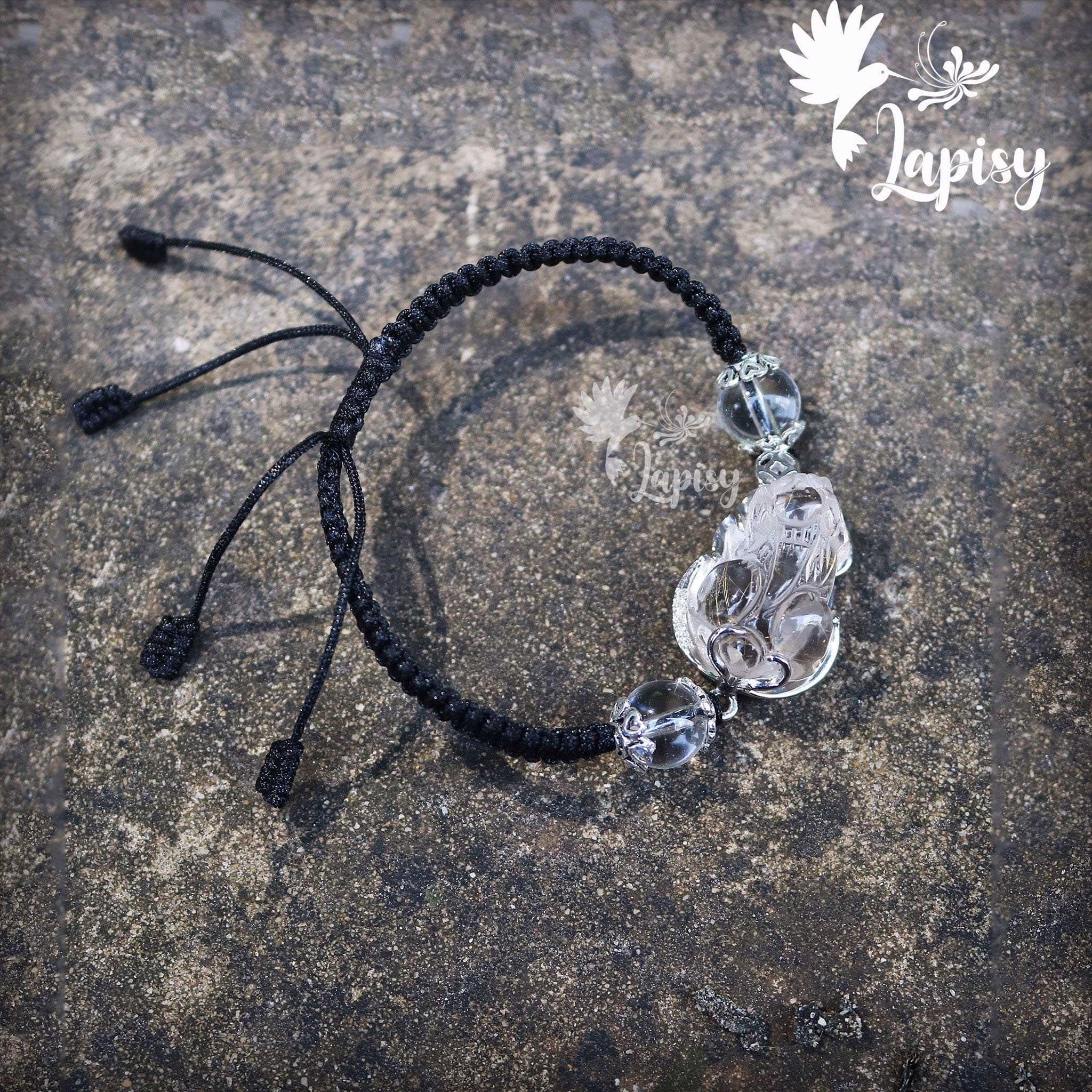 Vòng Tỳ Hưu Thạch Anh Trắng Tết Dây