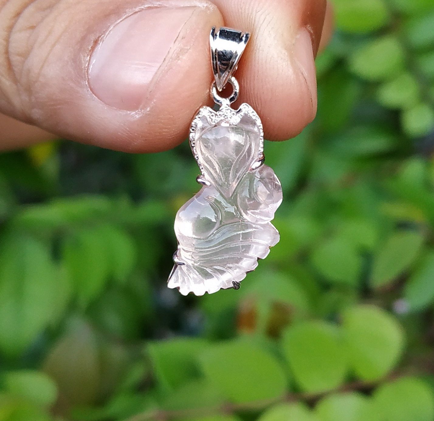 Mặt dây hồ ly thạch anh hồng  