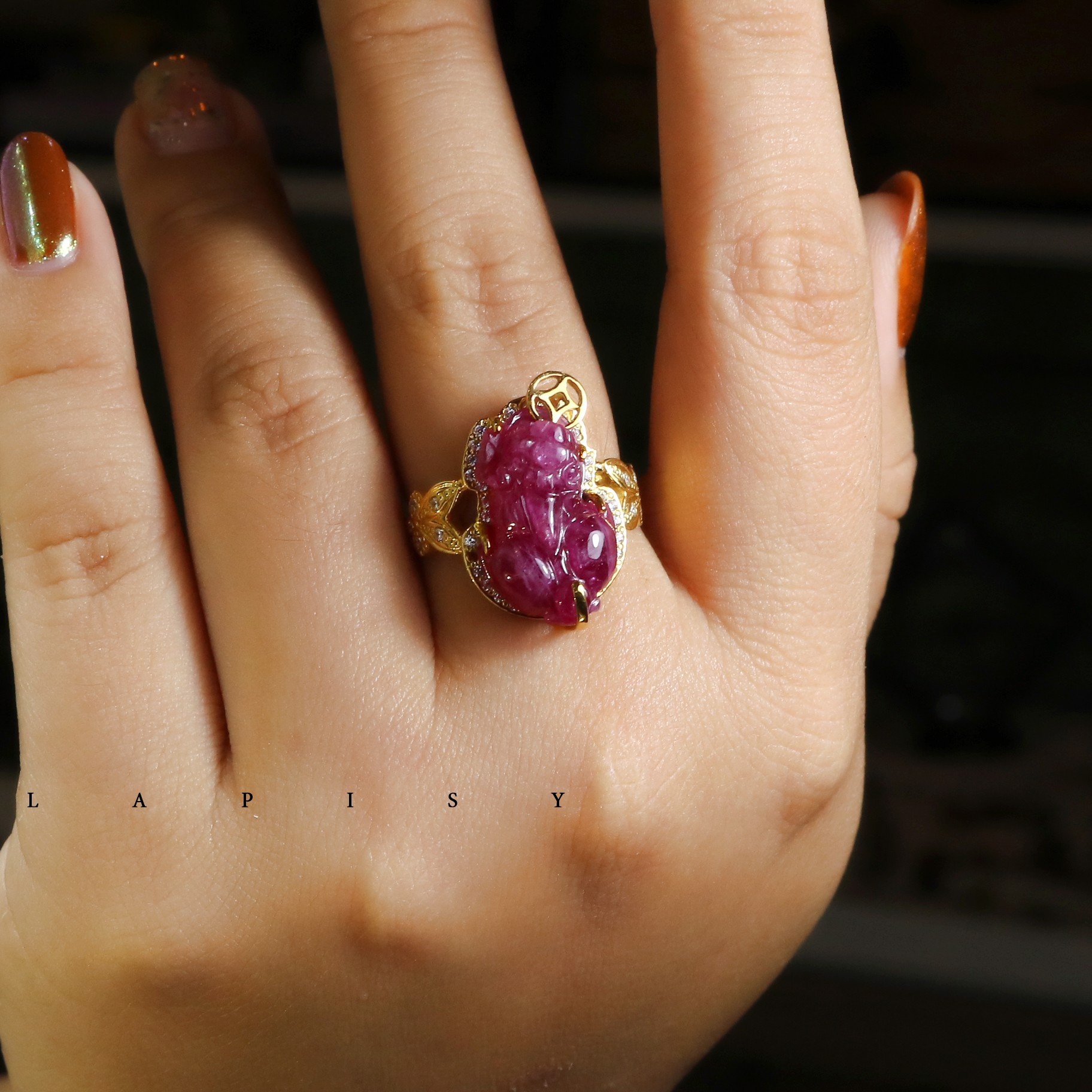 Nhẫn tỳ hưu ruby loại VIP  