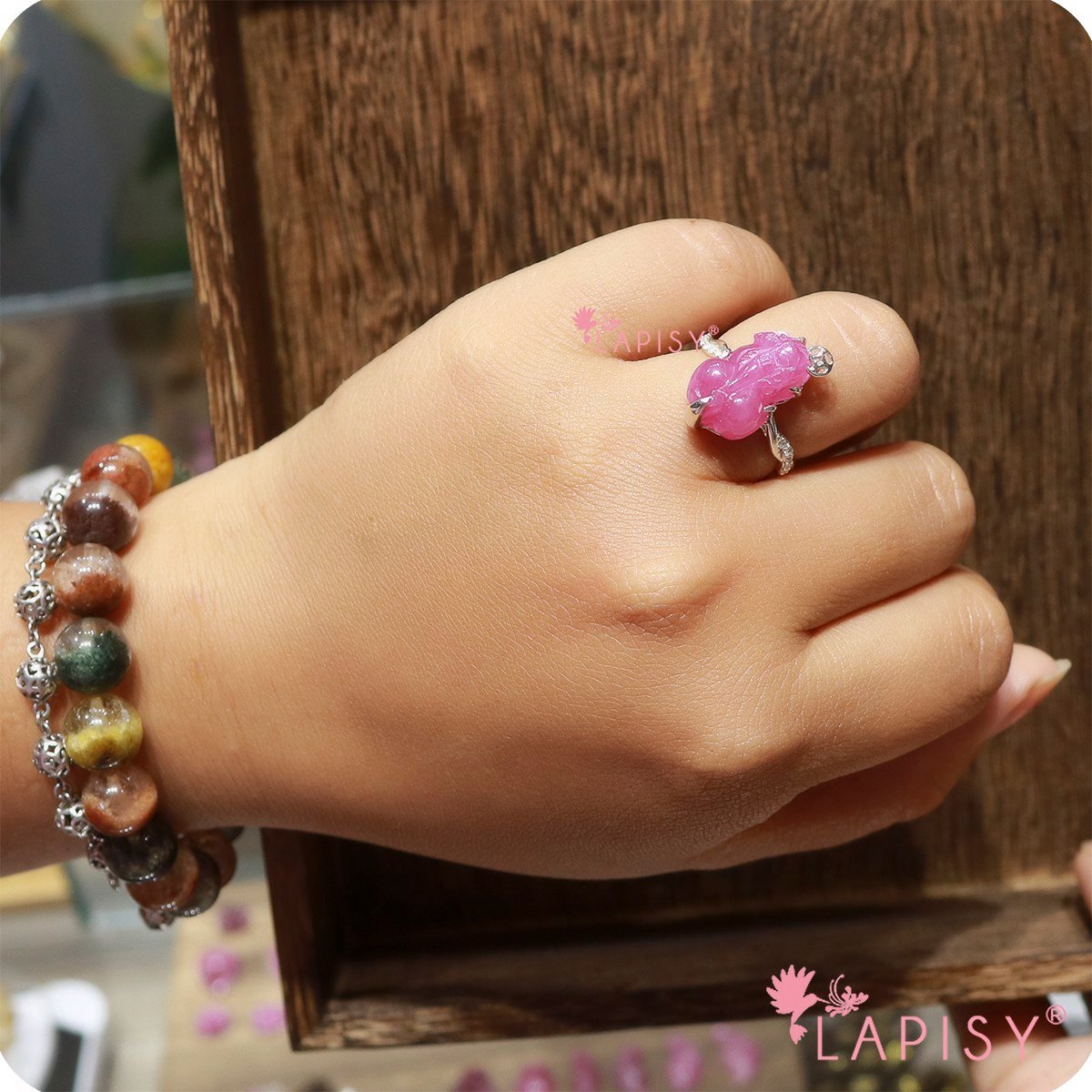 Rubies-Nhẫn Tỳ hưu Ruby+bạc 925