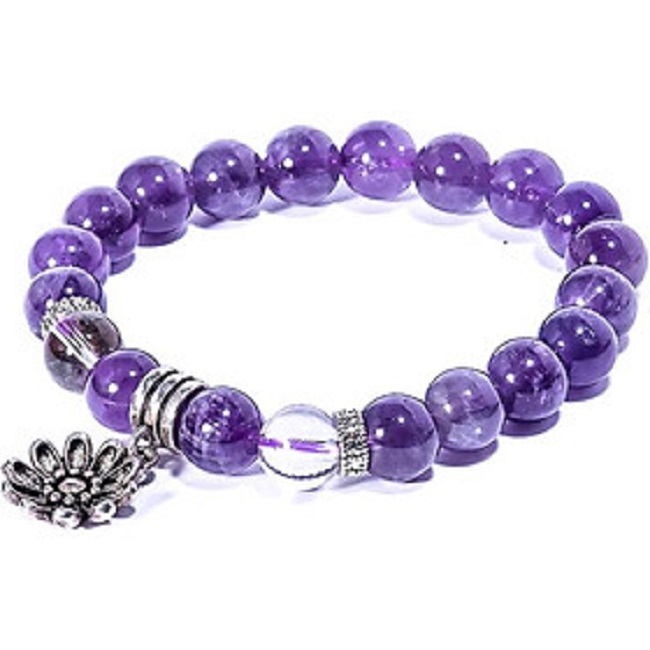 Vòng tay thạch anh tím mix bạc