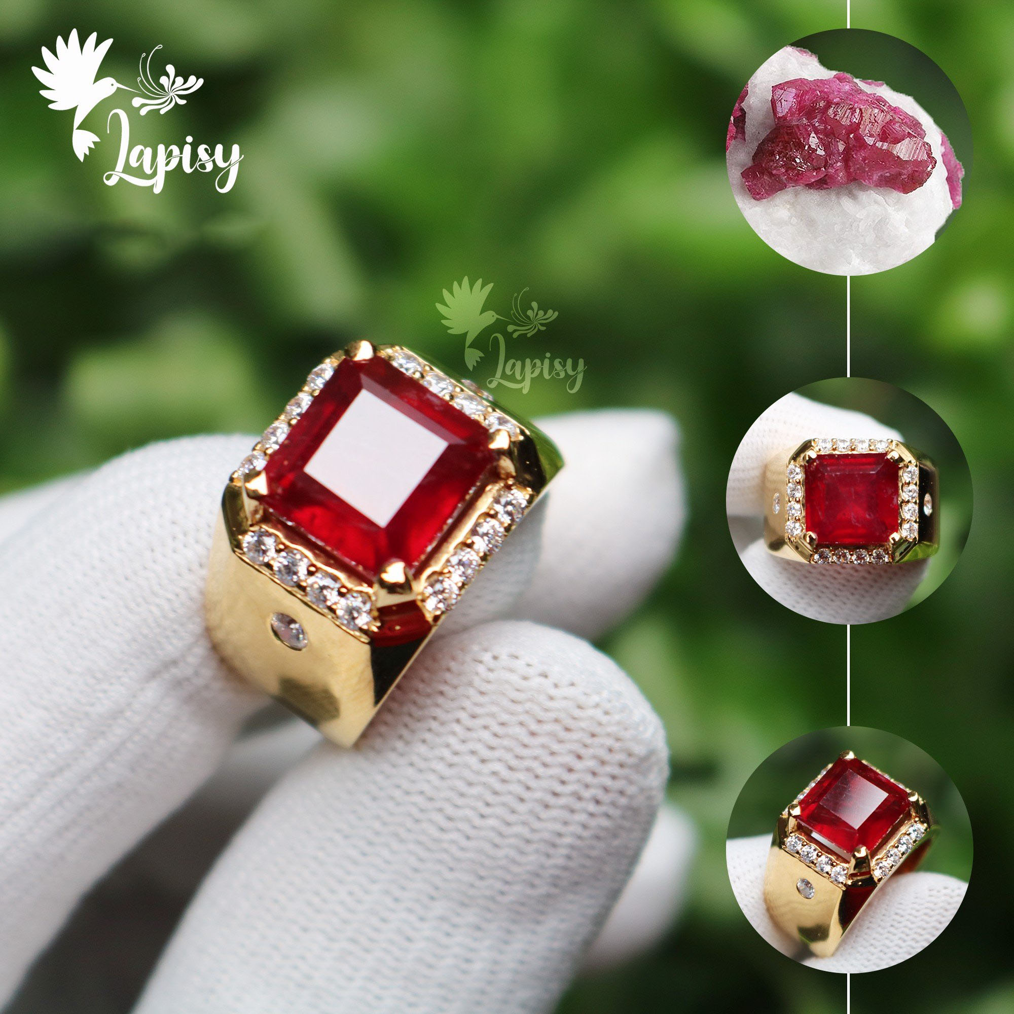 Nhẫn nam hột đá ruby  