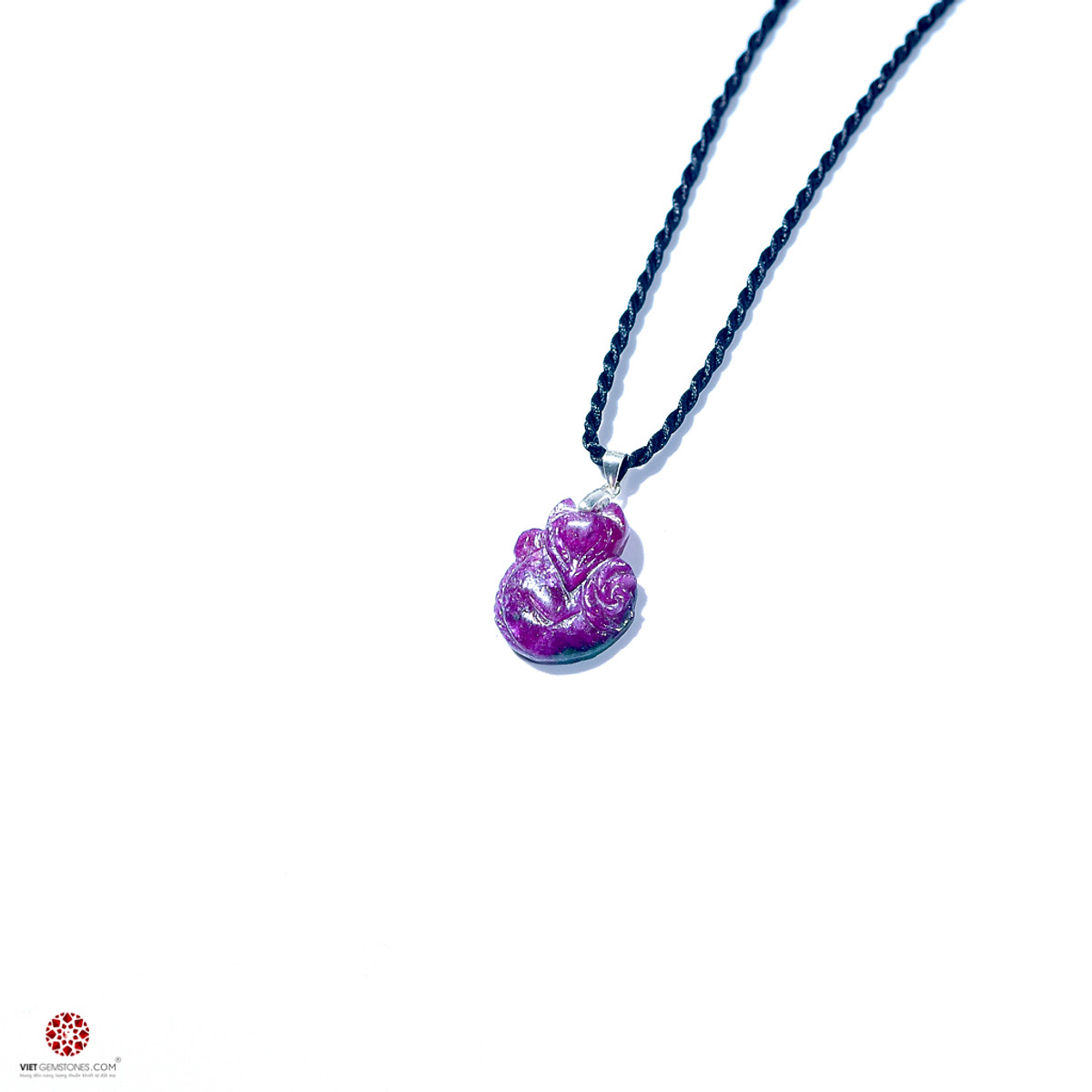 Mặt dây Hồ Ly Ruby ôm mẫu đơn