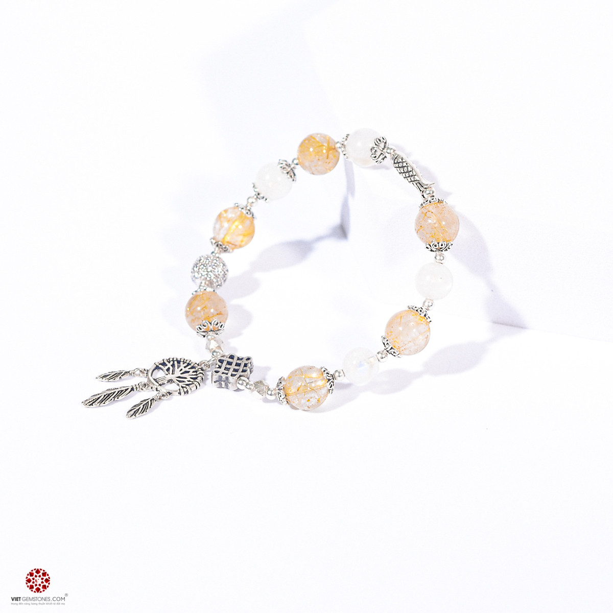 Vòng tay đá thạch anh đá mặt trăng