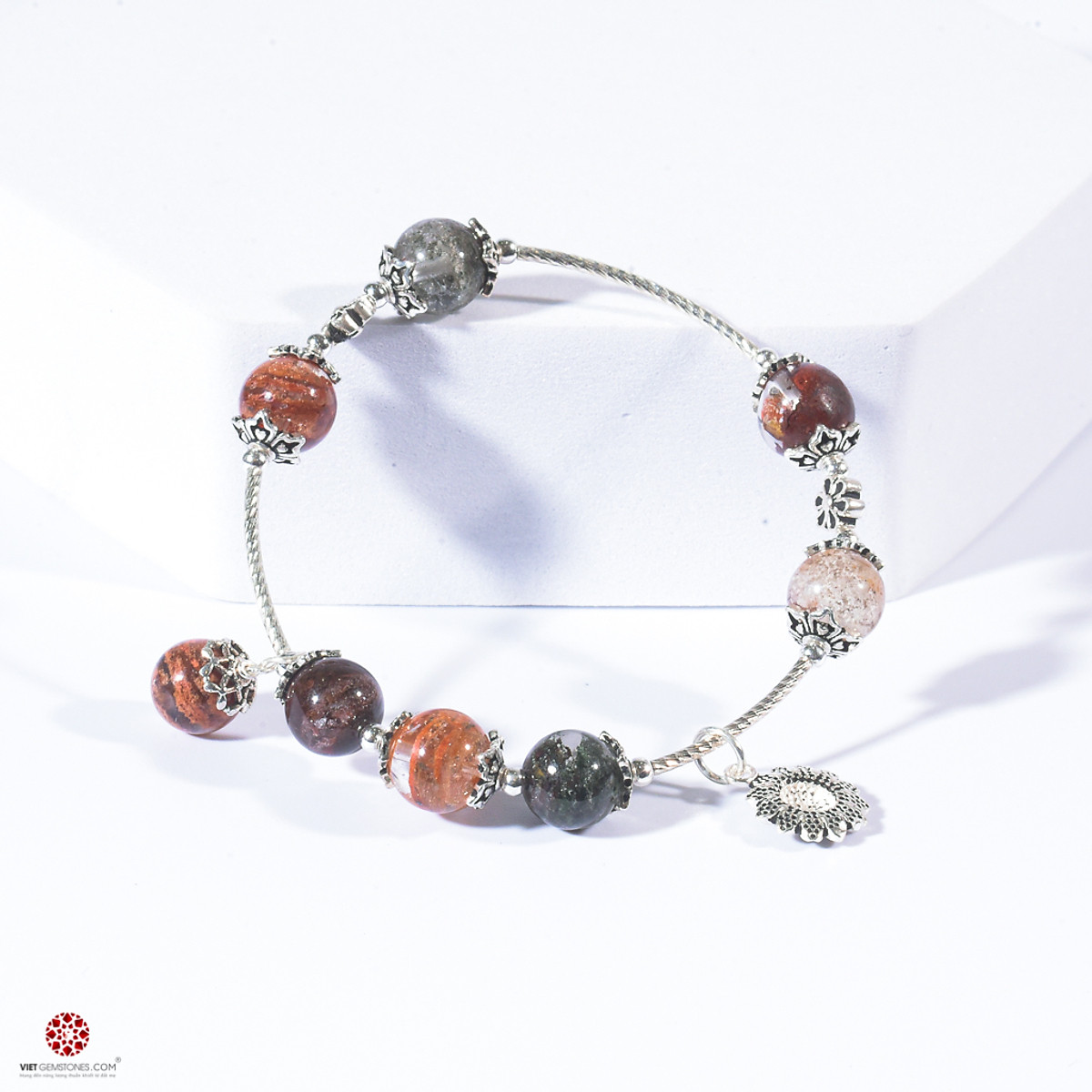 Lắc tay thạch anh ưu linh phối bạc