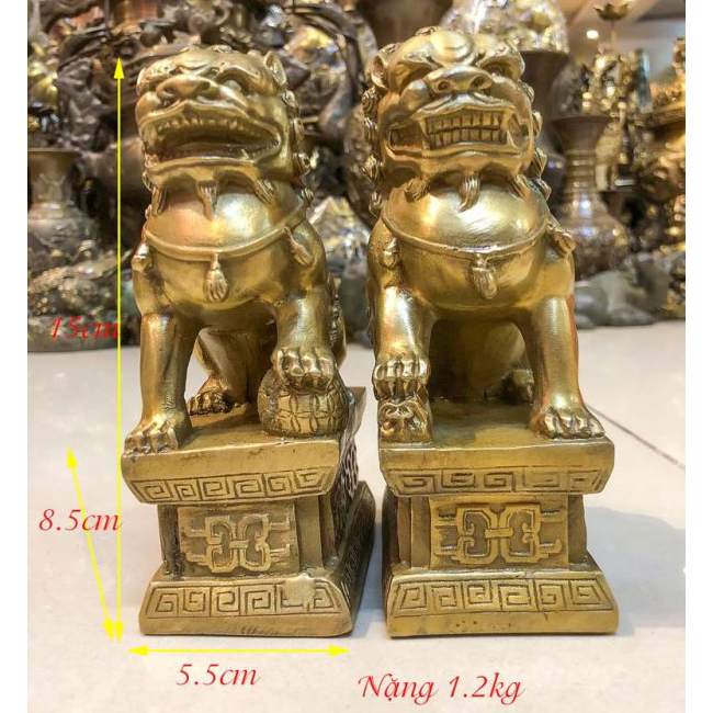 Đôi Nghê Ngồi Bệ Bằng Đồng