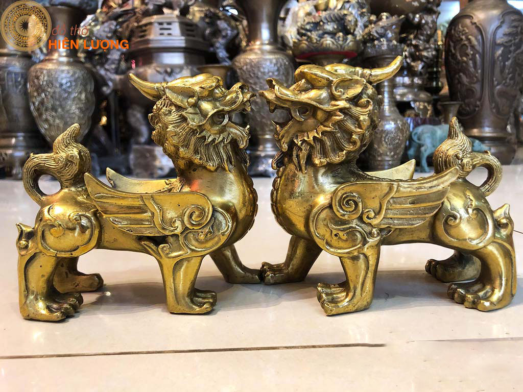  Đôi Tỳ Hưu Bằng Đồng Cao 12cm 