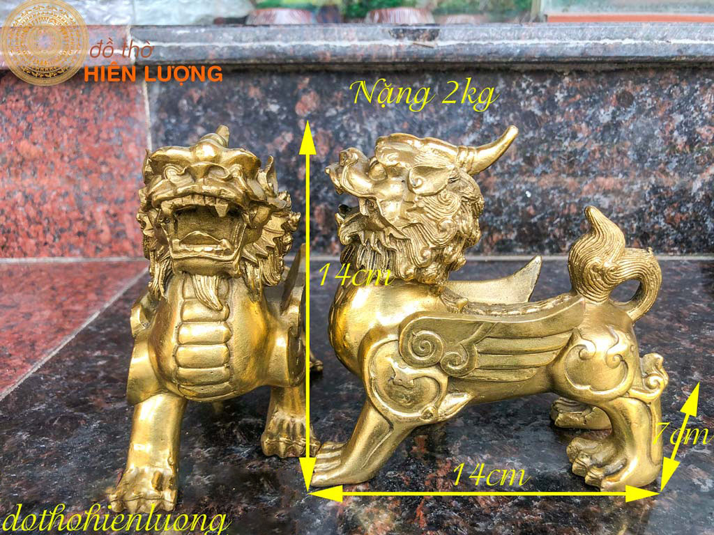 Đôi Tỳ Hưu Bằng Đồng Cao 14cm