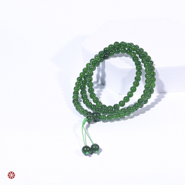 Vòng tay 108 hạt ngọc bích 6mm Canada