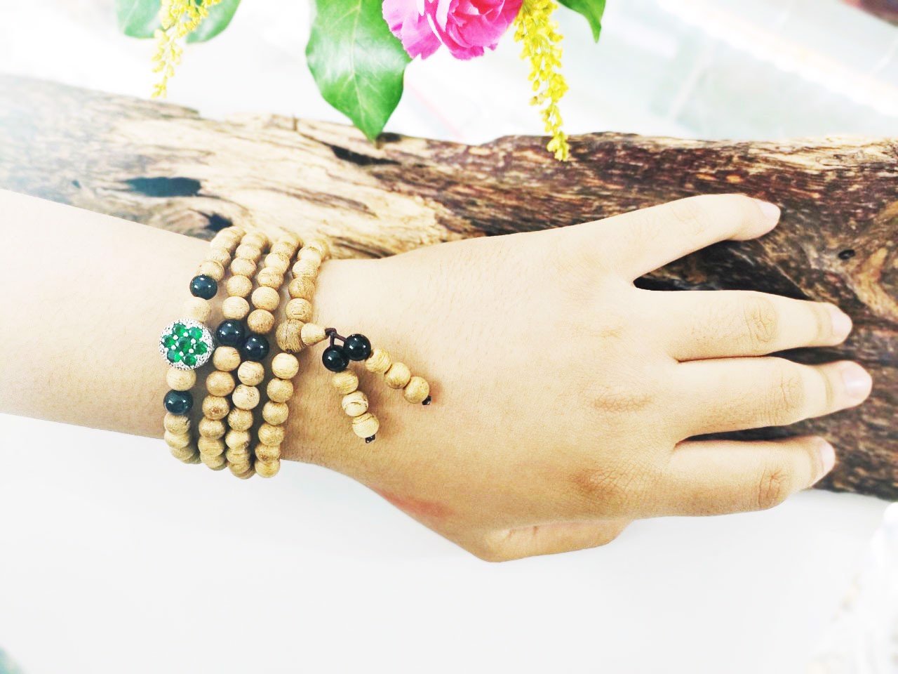 Chuỗi Trầm 108, 6ly Mix Bạc -VHT010