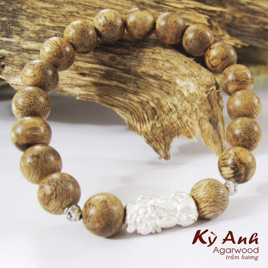 Vòng tay trầm mix tỳ hưu bạc-VHT005