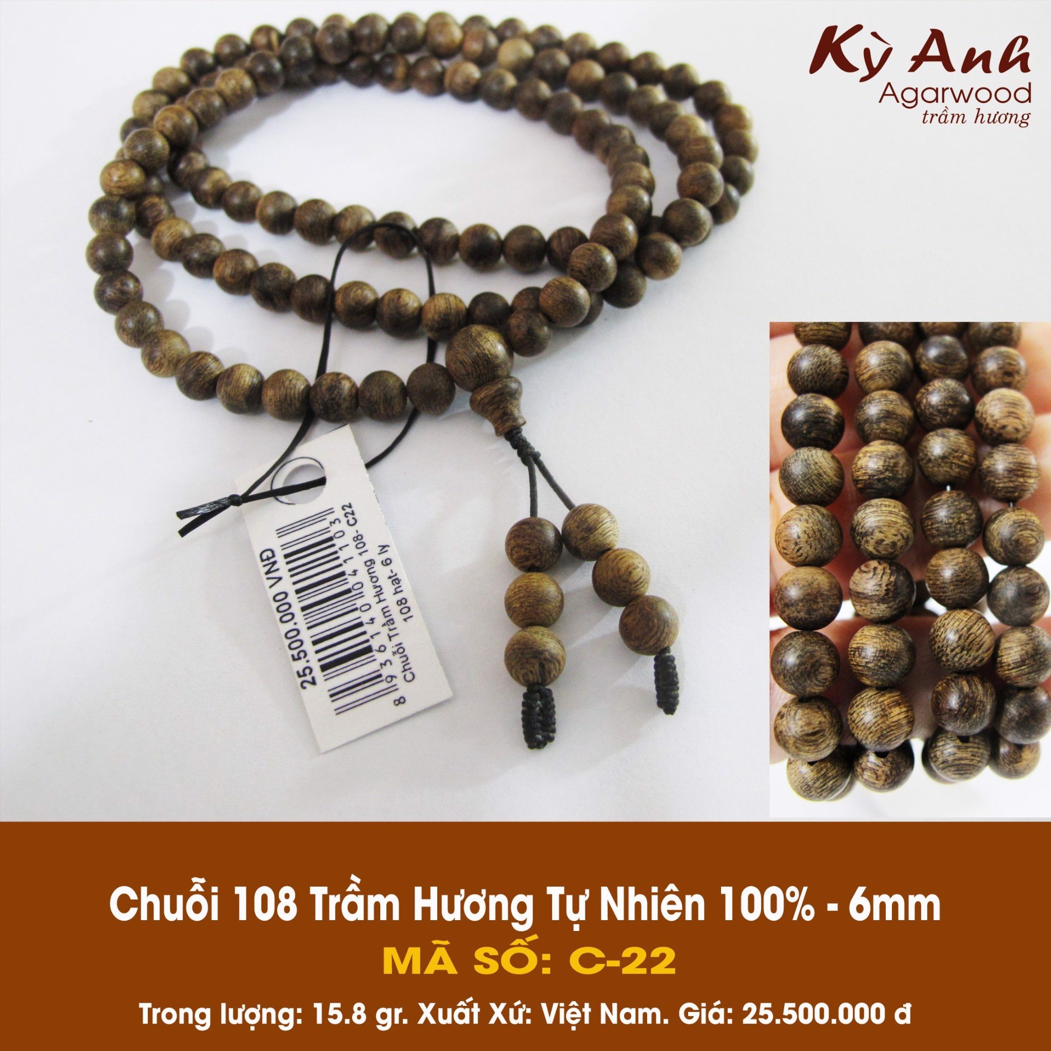 Chuỗi Hạt Trầm Hương 108 -C22