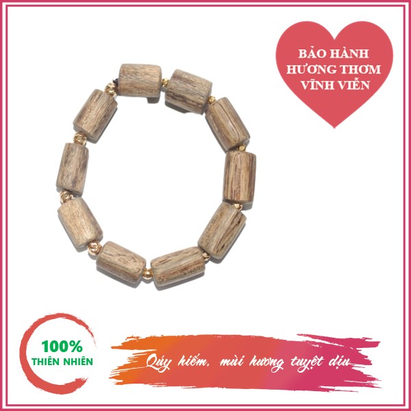 Vòng tay trầm hương bi gold