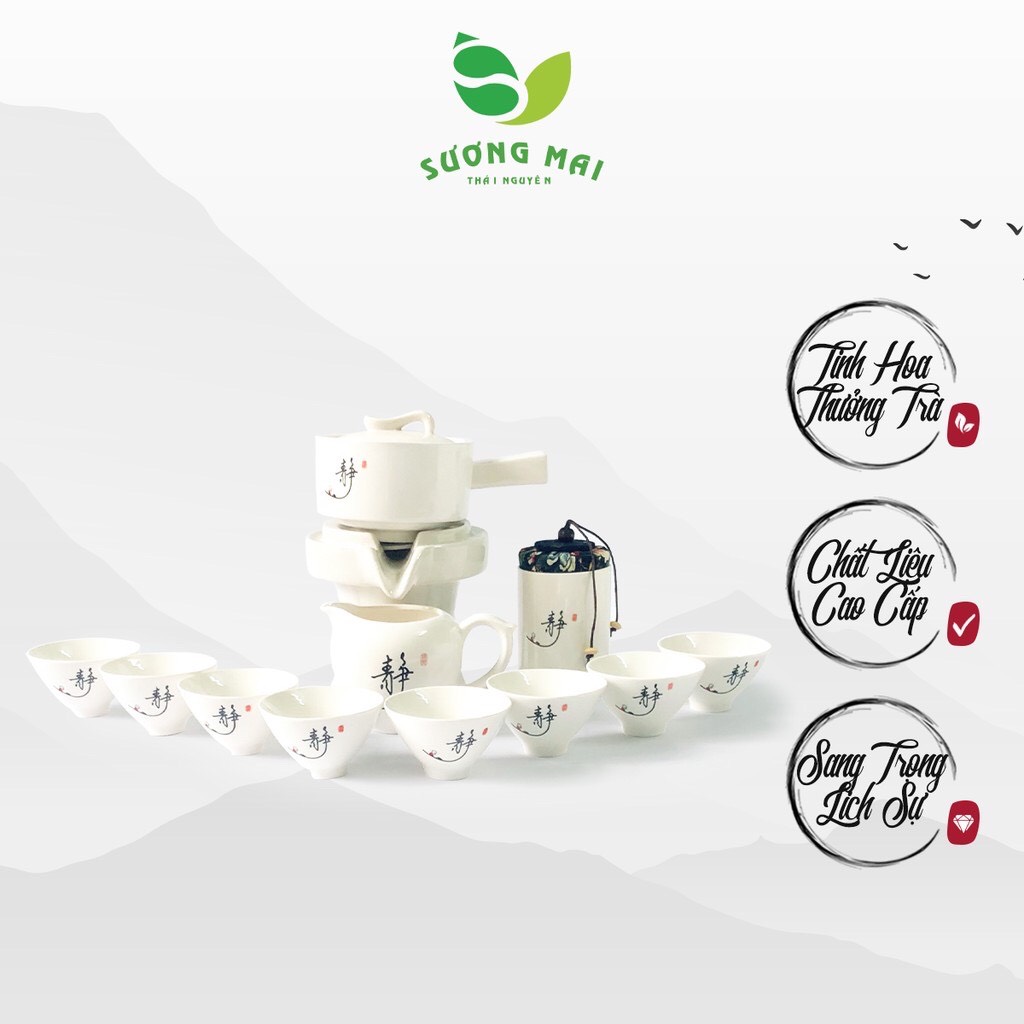 Bộ ấm chén pha trà cối xay SM010 - 12 món Thanh Tĩnh