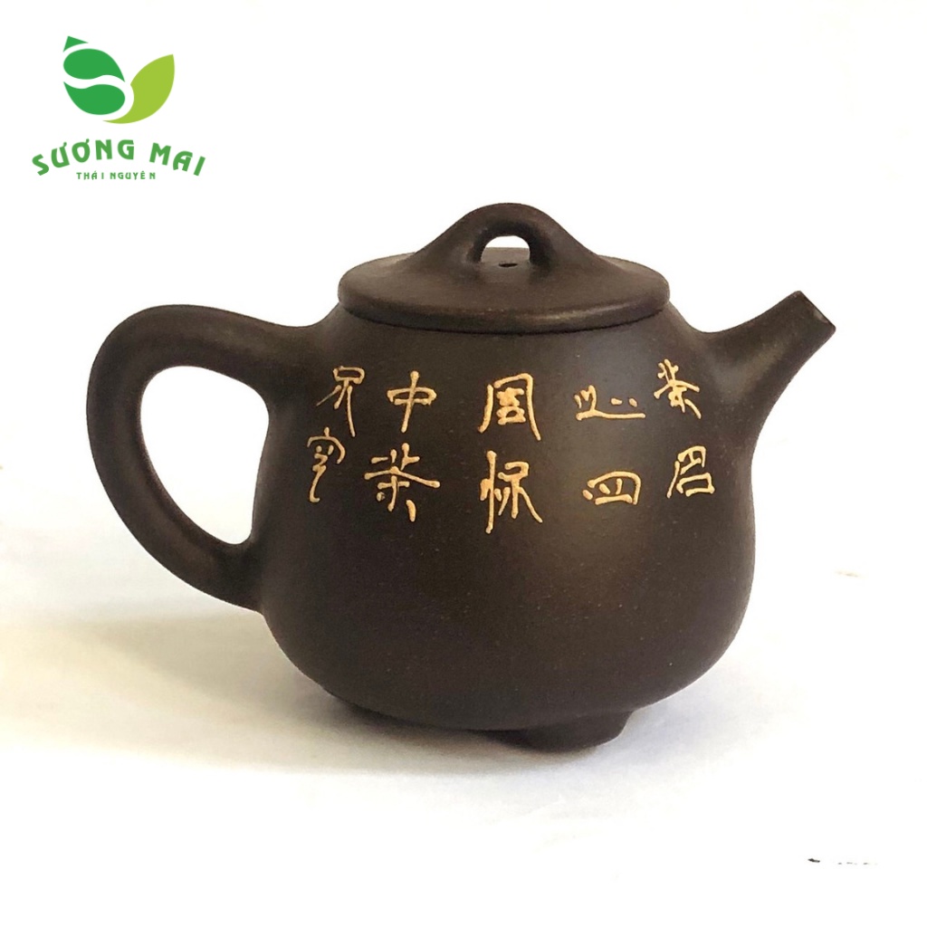 Ấm tử sa Sen Cá hắc kim sa-SP012854