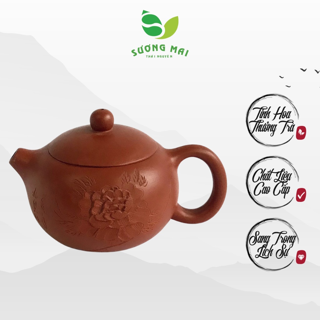 Ấm tử sa Tây thi - hoa mẫu đơn 200ml