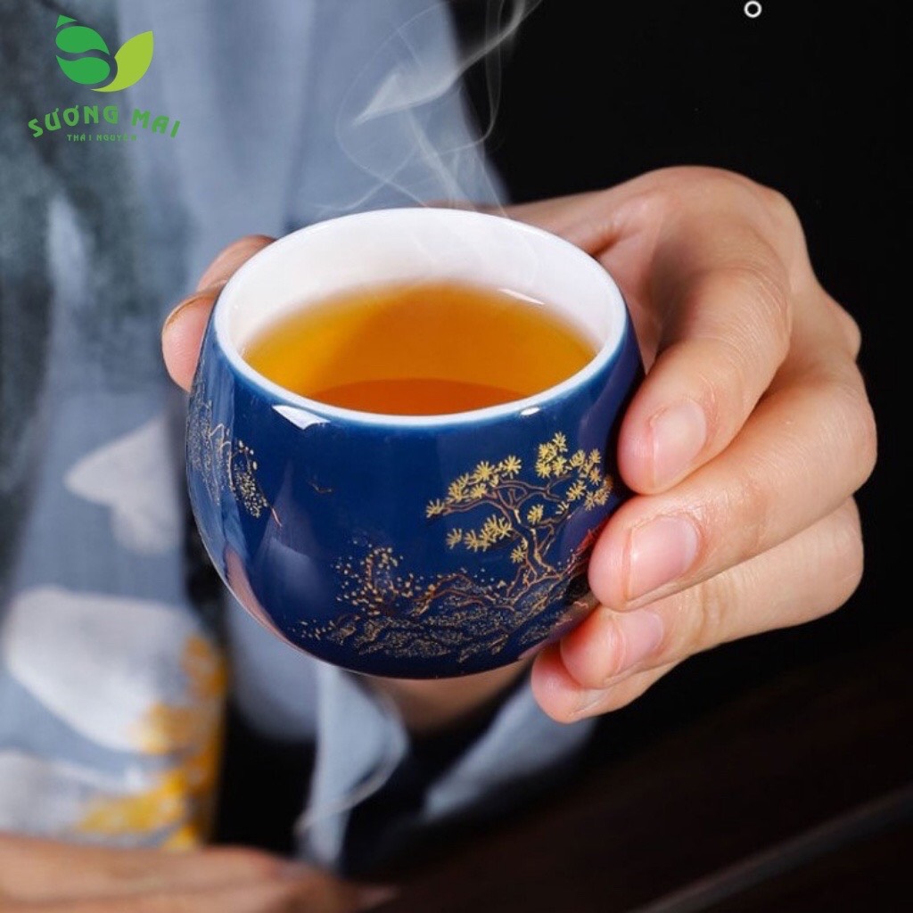 Bộ ấm chén pha trà cối xay SM004 cây lộc vàng- 13 món