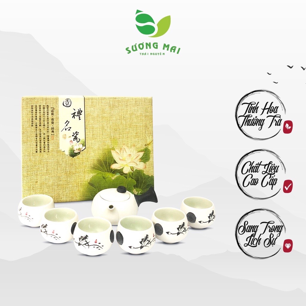 Bộ ấm chén pha trà định châu hoa sen 