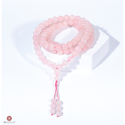 Vòng tràng hạt 108 viên đá thạch anh hồng