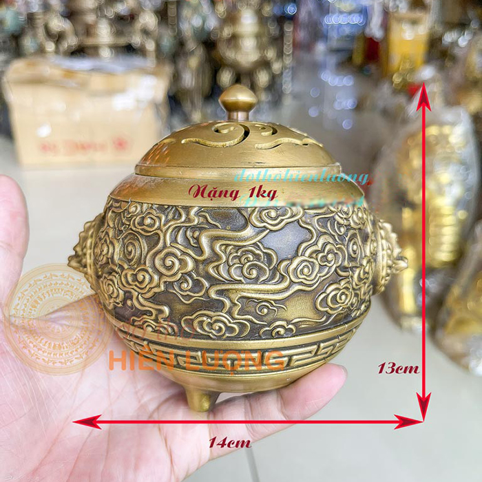 Lư Đốt Trầm Mây Bằng Đồng