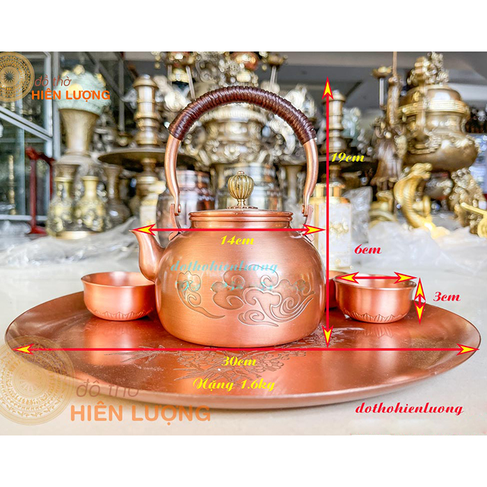 Bộ Ấm Chén Uống Trà Đồng Đỏ