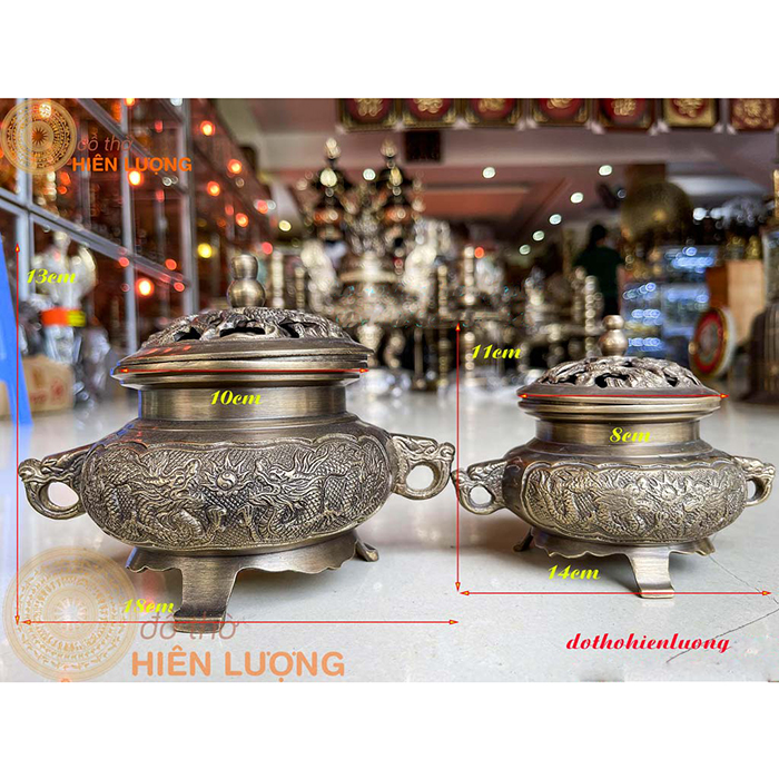 Lư Xông Trầm Rồng Giả Cổ Màu Nâu