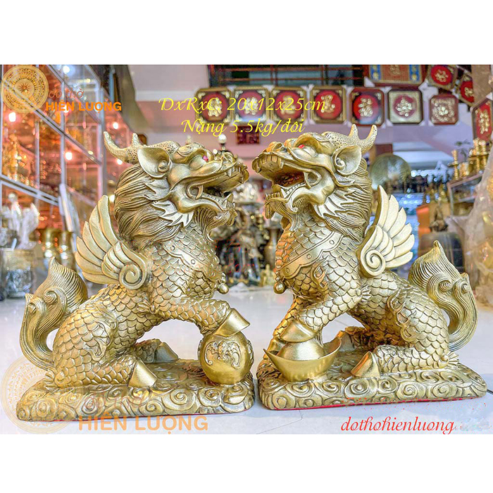 Kỳ Lân Ngồi Bệ Bằng Đồng Cỡ Đại