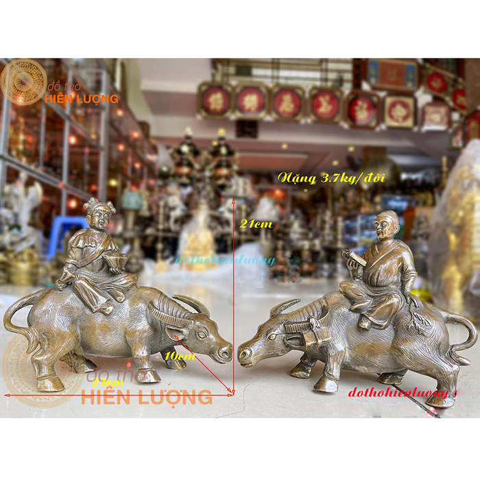 Tượng Trâu Cõng Đồng Tử Tài Lộc