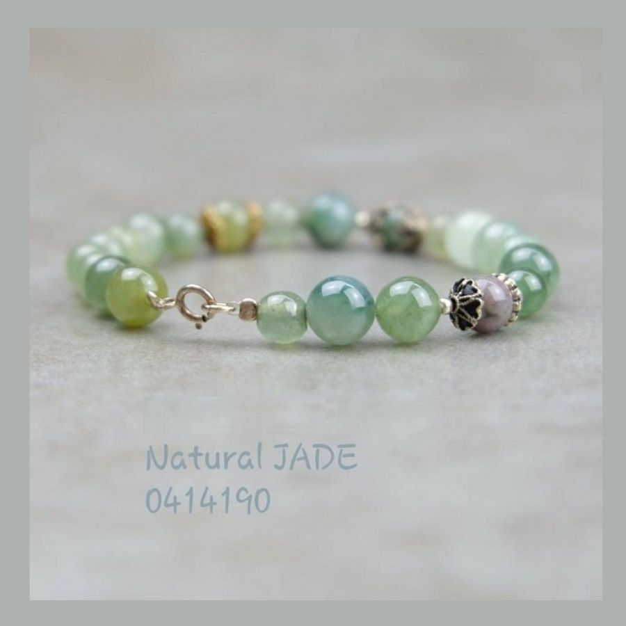 0414190 Trang sức phong thủy hộ mệnh may mắn thịnh vượng CTjade vòng tay đá Cẩm thạch thiên nhiên