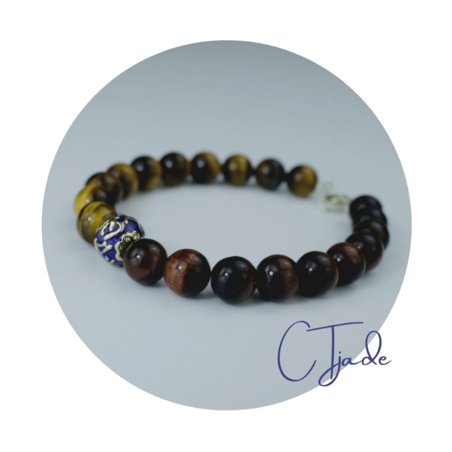 2106018 Trang sức đá phong thủy hộ mệnh vòng tay đá Mắt Hổ Tiger Eye dòng phổ thông Saigonistar