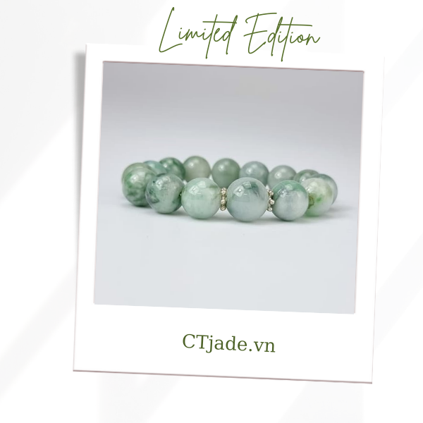 2110128 Trang sức phong thủy hộ mệnh CTjade vòng tay đá Cẩm thạch thiên nhiên