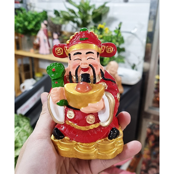 Tượng Thần Tài mẫu đứng ôm đĩnh vàng 11.5cm