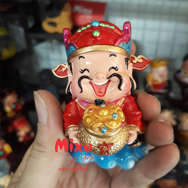 Tượng chibi Thần Tài cầm chậu vàng 7.5cm
