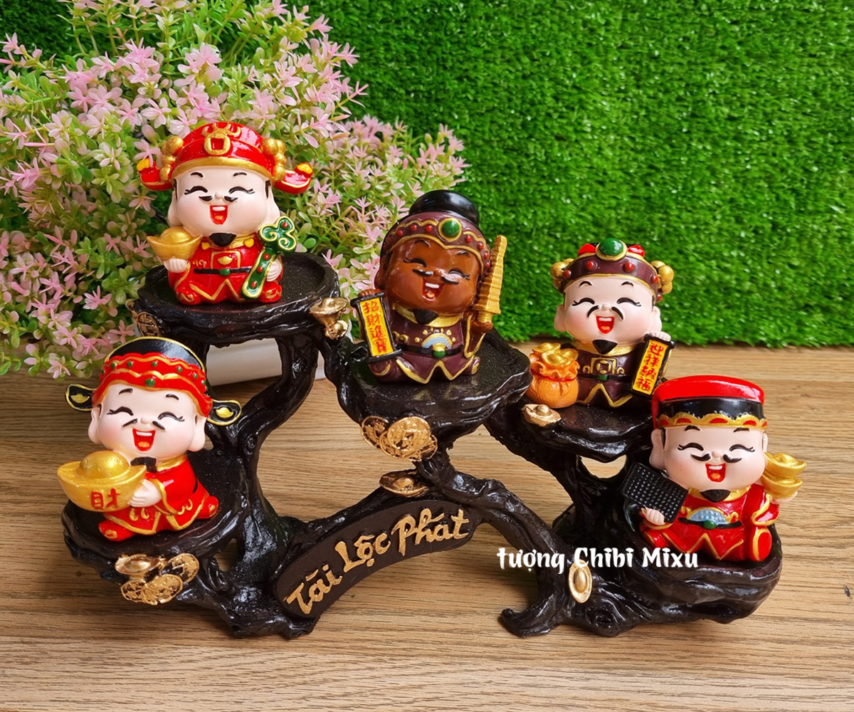 Bộ Ngũ Tài 6cm cao cấp kèm chân đế Tài Lộc Phát