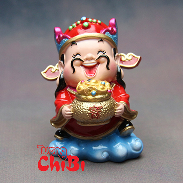 Tượng chibi Thần Tài cầm chậu vàng 7.5cm