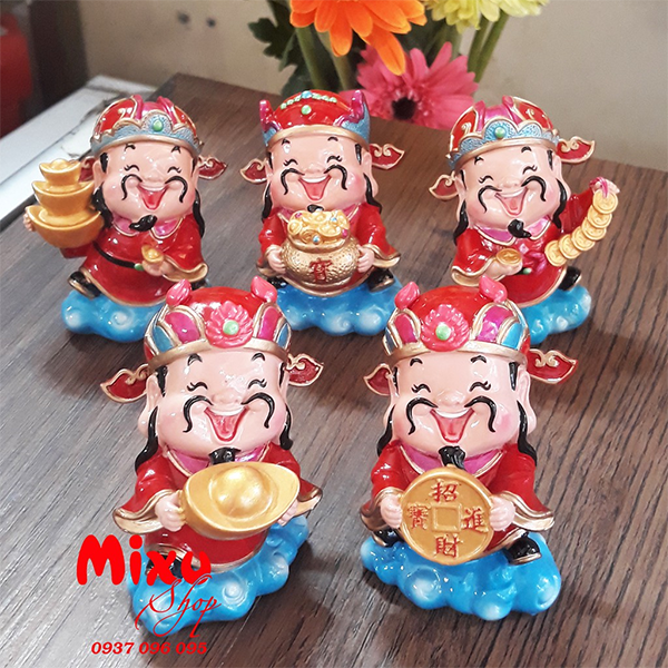 Bộ 05 tượng chibi Thần Tài 7.5cm