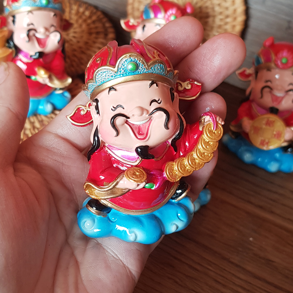 Bộ 05 tượng Thần Tài 7.5cm kèm đế và chum vàng