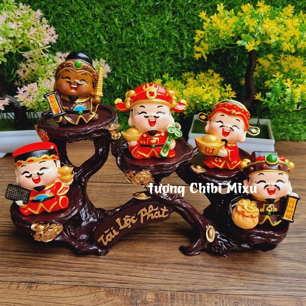 Bộ Ngũ Tài 6cm cao cấp kèm chân đế Tài Lộc Phát