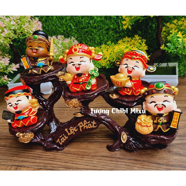 Bộ Ngũ Tài 6cm cao cấp kèm chân đế Tài Lộc Phát