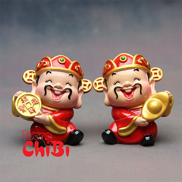 Bộ 2 Tượng chibi Thần Tài 6cm may mắn