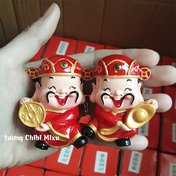 Bộ 2 Tượng chibi Thần Tài 6cm may mắn