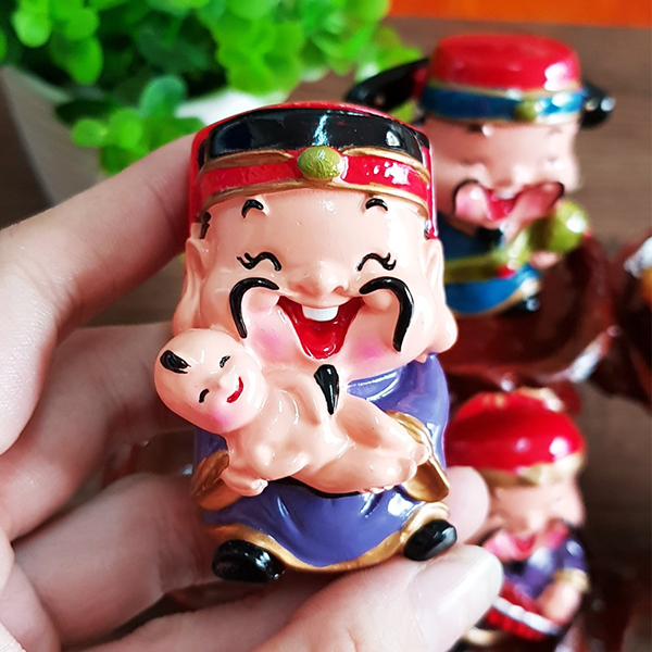 (Chọn mẫu) Bộ Ngũ Phúc cao cấp + Di Lặc + chum vàng + chậu cây + chân đế ngang 8 ô