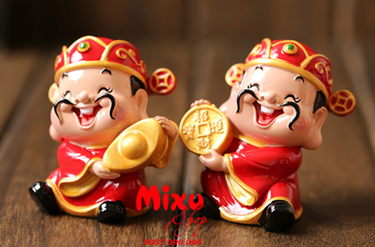 Bộ 06 tượng Phật Tổ + Quan Âm + Cặp Di Lặc + Cặp Thần Tài 6cm kèm đế đứng